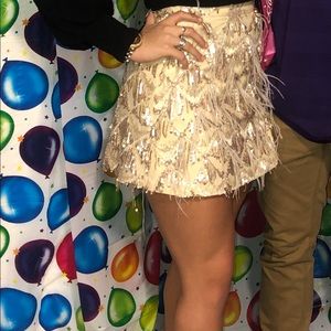 Fringe and Sequin Light Pink Skirt